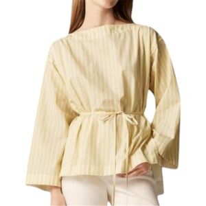 J. Crew Striped Ciel Top Cotton Poplin Size Small Boatneck Minimalist Coastal